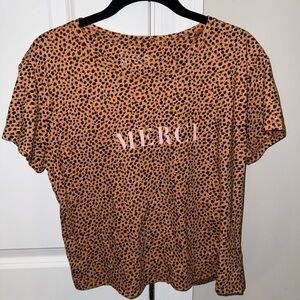 Anthropologie Tan and Brown Short Sleeve Tee